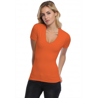T-shirt col V doublé devant manches courtes en modal SYLVIA03