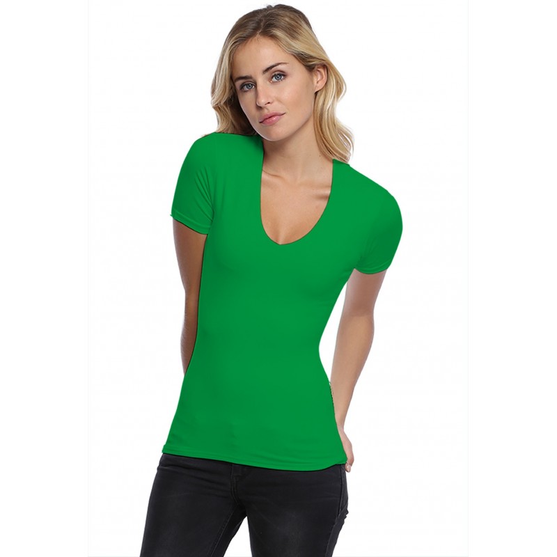 T-shirt col V doublé devant manches courtes en modal SYLVIA03 T-shirt col V doublé devant manches courtes en modal SYLVIA03