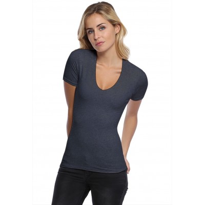 T-shirt col V doublé devant manches courtes en modal SYLVIA03