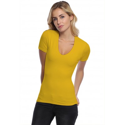 T-shirt col V doublé devant manches courtes en modal SYLVIA03