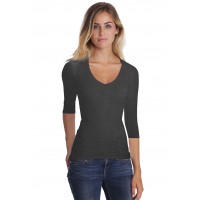 T-shirt col V manches longues femme – Sylvia | Rendez-Vous Paris