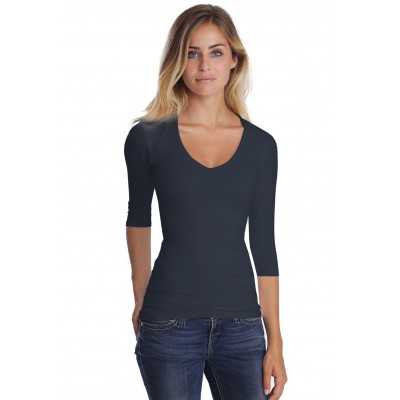 T-shirt col V manches longues femme – Sylvia | Rendez-Vous Paris
