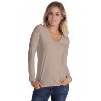 T-shirt col V manches longues en modal JUNE05