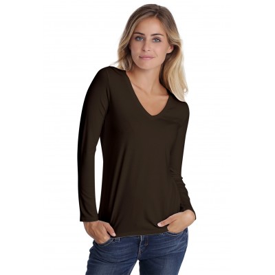 T-shirt col V manches longues en modal JUNE05