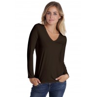 T-shirt col V manches longues en modal JUNE05