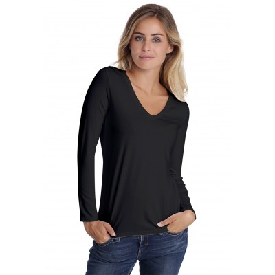 T-shirt col V manches longues en modal JUNE05