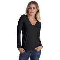 T-shirt col V manches longues en modal JUNE05