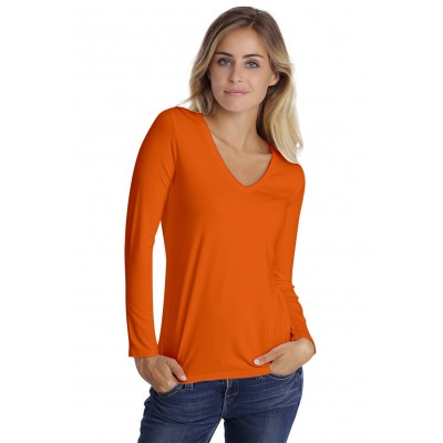 T-shirt col V manches longues en modal JUNE05