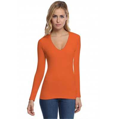 T-shirt col V manches longues femme – Sylvia | Rendez-Vous Paris