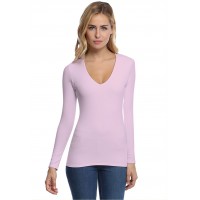 T-shirt col V doublé devant manches longues en modal SYLVIA05