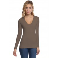 T-shirt col V doublé devant manches longues en modal SYLVIA05