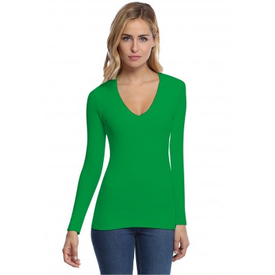 T-shirt col V doublé devant manches longues en modal SYLVIA05