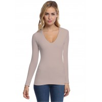 T-shirt col V doublé devant manches longues en modal SYLVIA05