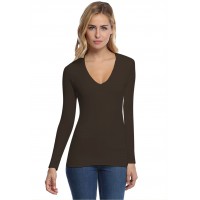 T-shirt col V doublé devant manches longues en modal SYLVIA05