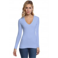 T-shirt col V doublé devant manches longues en modal SYLVIA05