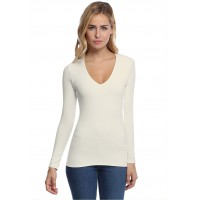 T-shirt col V manches longues femme – Sylvia | Rendez-Vous Paris