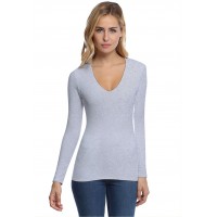 T-shirt col V manches longues femme – Sylvia | Rendez-Vous Paris