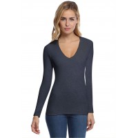 T-shirt col V doublé devant manches longues en modal SYLVIA05