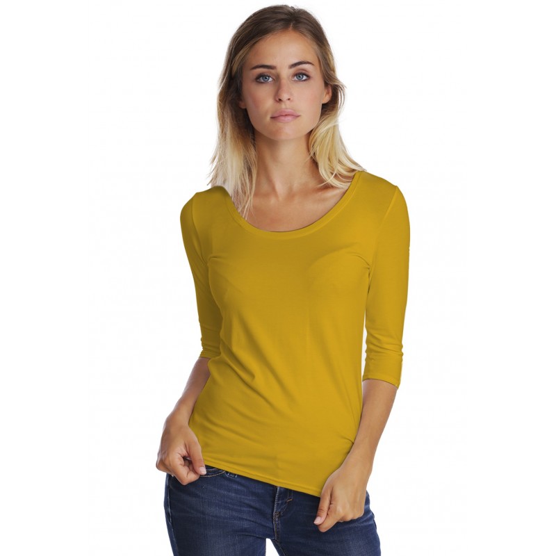 T-shirt col rond manches 3-4 en modal JOE04 T-shirt col rond manches 3-4 en modal JOE04