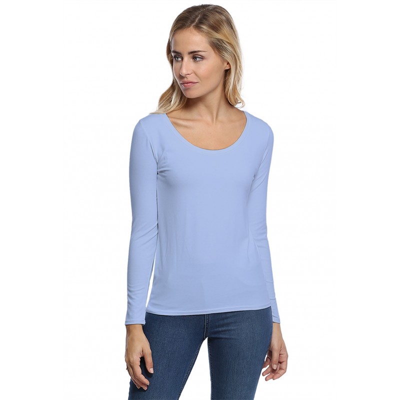 T-shirt col rond bande rapportée manches longues en modal JOE05 T-shirt col rond bande rapportée manches longues en modal JOE05