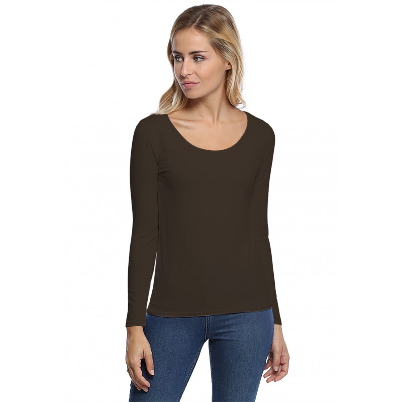 T-shirt col rond bande rapportée manches longues en modal JOE05 T-shirt col rond bande rapportée manches longues en modal JOE05