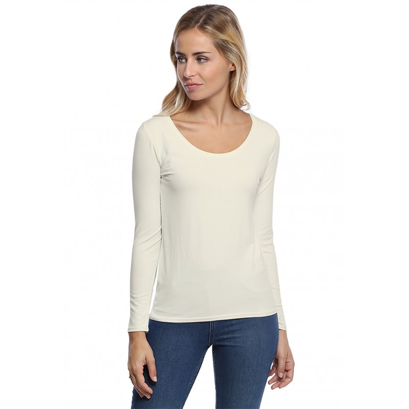 T-shirt col rond bande rapportée manches longues en modal JOE05 T-shirt col rond bande rapportée manches longues en modal JOE05