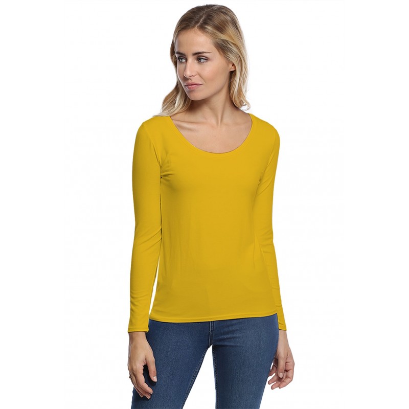 T-shirt col rond bande rapportée manches longues en modal JOE05 T-shirt col rond bande rapportée manches longues en modal JOE05