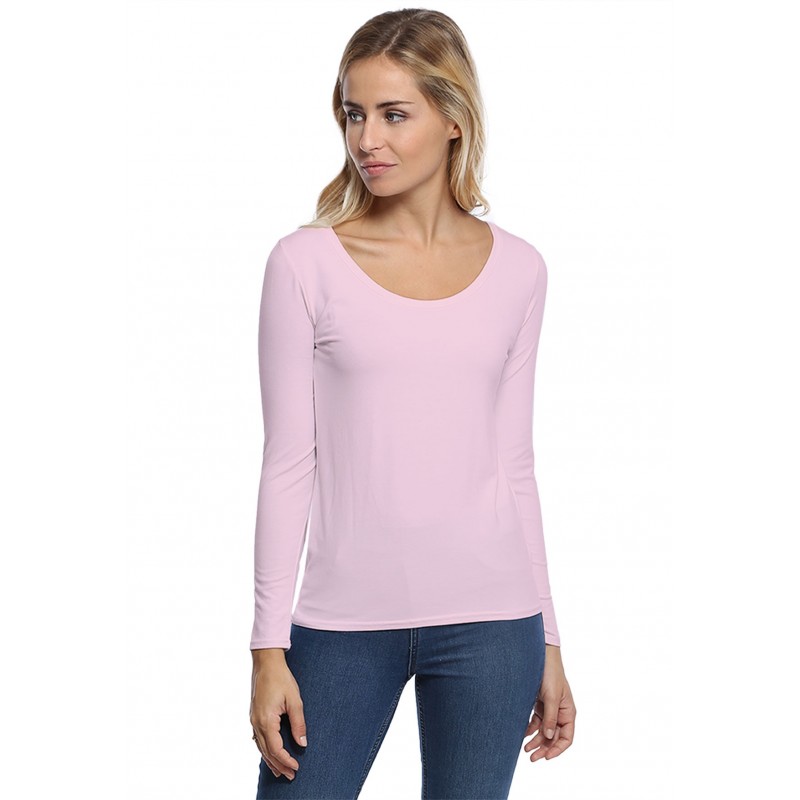 T-shirt col rond bande rapportée manches longues en modal JOE05 T-shirt col rond bande rapportée manches longues en modal JOE05