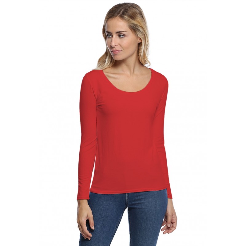 T-shirt col rond bande rapportée manches longues en modal JOE05 T-shirt col rond bande rapportée manches longues en modal JOE05
