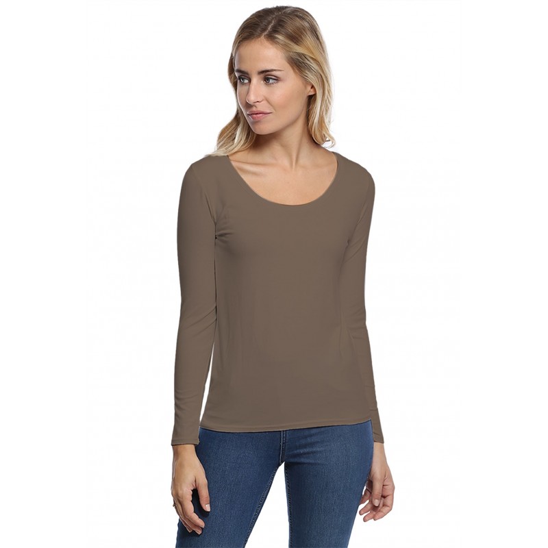 T-shirt col rond bande rapportée manches longues en modal JOE05 T-shirt col rond bande rapportée manches longues en modal JOE05