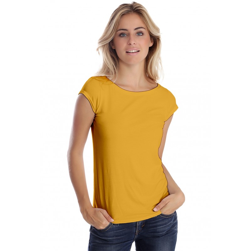 T-shirt col bateau manches courtes capes en modal DOMI02 T-shirt col bateau manches courtes capes en modal DOMI02