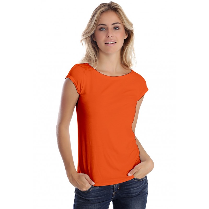 T-shirt col bateau manches courtes capes en modal DOMI02 T-shirt col bateau manches courtes capes en modal DOMI02