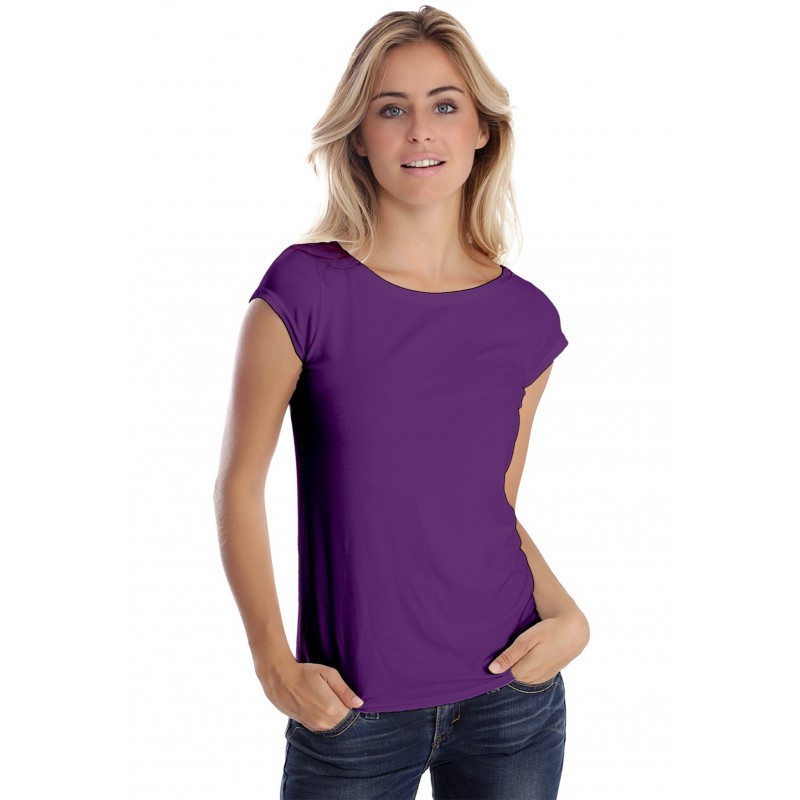 T-shirt col bateau manches courtes capes en modal DOMI02 T-shirt col bateau manches courtes capes en modal DOMI02