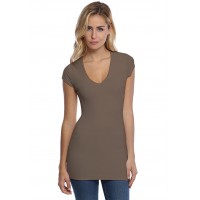 T-shirt long col V manches courtes capes en modal SYLVIA07