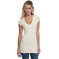 T-shirt long col V manches courtes capes en modal SYLVIA07