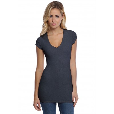 T-shirt long col V manches courtes capes en modal SYLVIA07
