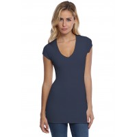 T-shirt long col V manches courtes capes en modal SYLVIA07