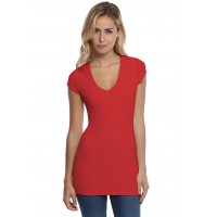 T-shirt long col V manches courtes capes en modal SYLVIA07