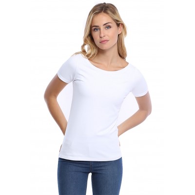 T-shirt col bateau manches courtes courtes en modal DOMI03