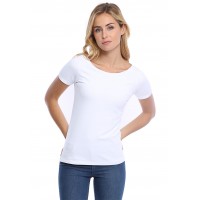 T-shirt col bateau manches courtes courtes en modal DOMI03