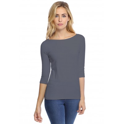 T-shirt col bateau manches 3-4 en modal DOMI04