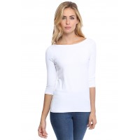 T-shirt col bateau manches 3-4 en modal DOMI04