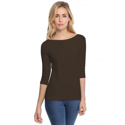 T-shirt col bateau manches 3-4 en modal DOMI04