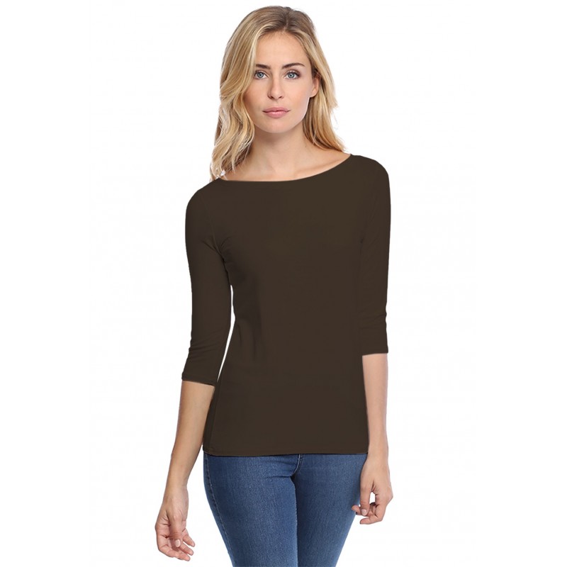 T-shirt col bateau manches 3-4 en modal DOMI04 T-shirt col bateau manches 3-4 en modal DOMI04