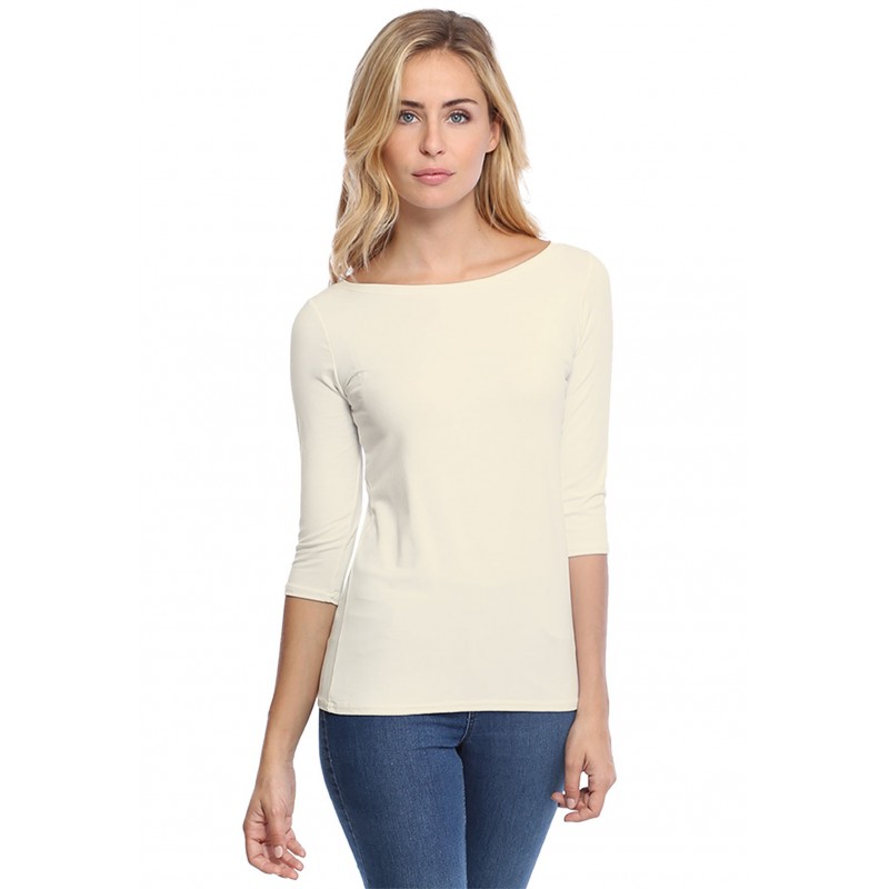 T-shirt col bateau manches 3-4 en modal DOMI04 T-shirt col bateau manches 3-4 en modal DOMI04