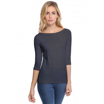 T-shirt col bateau manches 3-4 en modal DOMI04