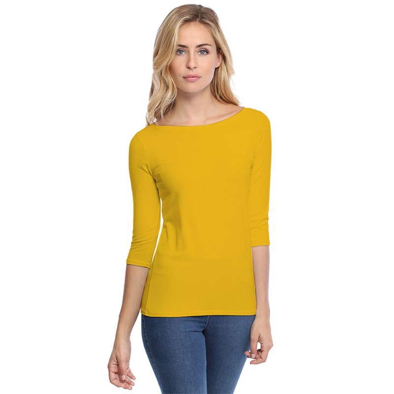 T-shirt col bateau manches 3-4 en modal DOMI04 T-shirt col bateau manches 3-4 en modal DOMI04