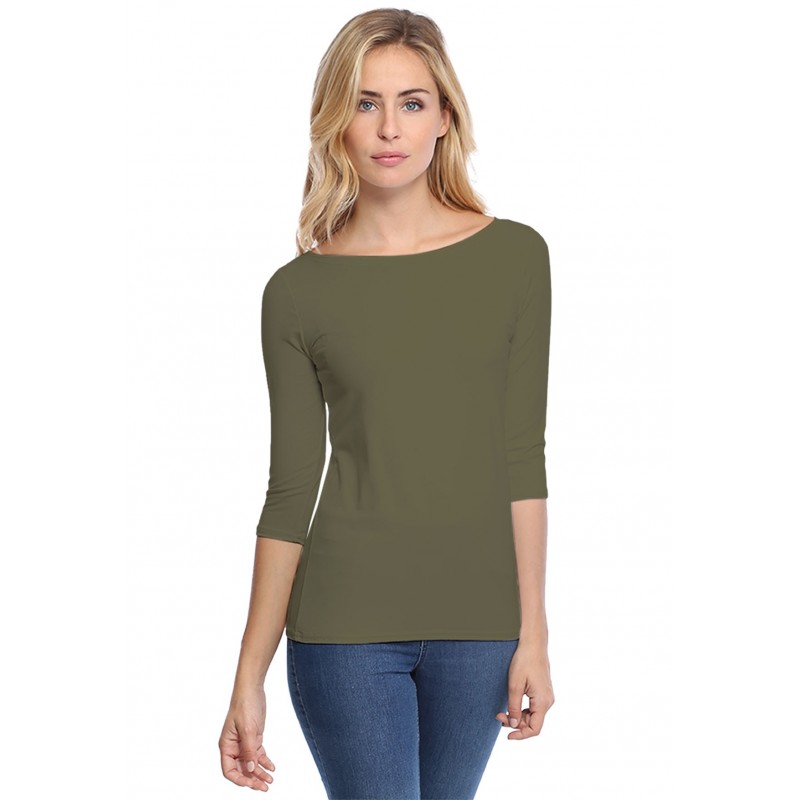 T-shirt col bateau manches 3-4 en modal DOMI04 T-shirt col bateau manches 3-4 en modal DOMI04