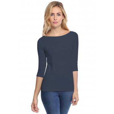 T-shirt col bateau manches 3-4 en modal DOMI04