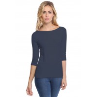 T-shirt col bateau manches 3-4 en modal DOMI04
